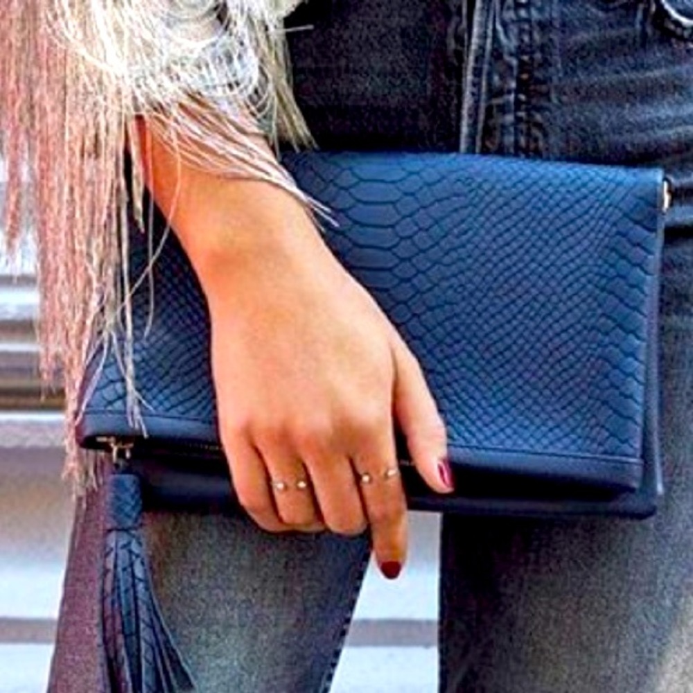 Gigi NewYork Navy Convertible Clutch/Crossbody Bag